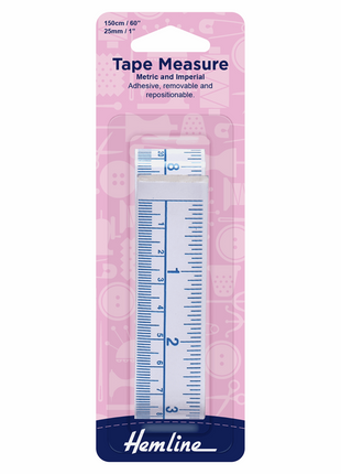 Hemline Tape Measure - Adhesive - Metric/Imperial - 807
