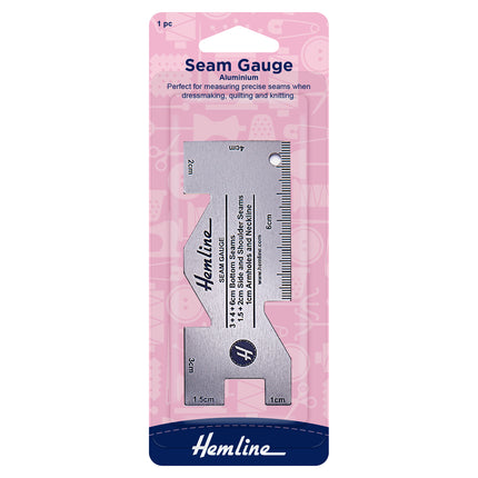 Aluminium Seam Gauge by Hemline - Will Not Bend or Chip - Measure Pleats & Tucks - ThreadandTrimmings