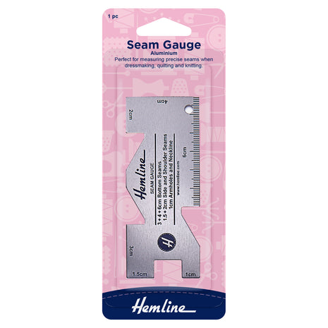 Aluminium Seam Gauge by Hemline - Will Not Bend or Chip - Measure Pleats & Tucks - ThreadandTrimmings