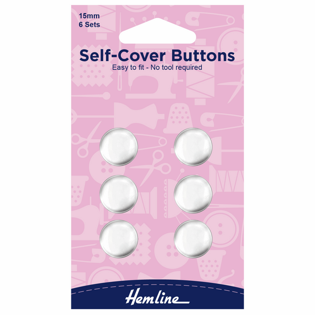 Self Cover Buttons by Hemline Brass Metal - Easy to Fit - 6 Sizes 11mm - 38mm - ThreadandTrimmings