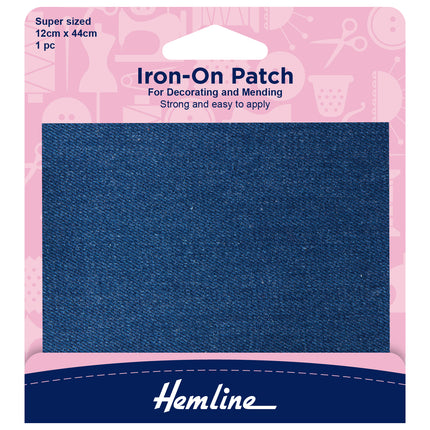 Large Iron On Poly Cotton Patch Super Sized 12cm x 44cm (1pc) - ThreadandTrimmings