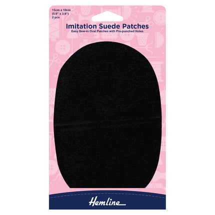 Sew On Imitation Suede Patches - 2 Pcs - Pre-punched Sewing Holes - 15cm x 10cm - ThreadandTrimmings