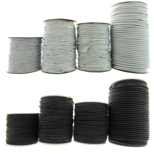 Thin Round Elastic Hat Elastic by Habicraft 1mm 1.5mm 2mm 3mm In Black or White - ThreadandTrimmings