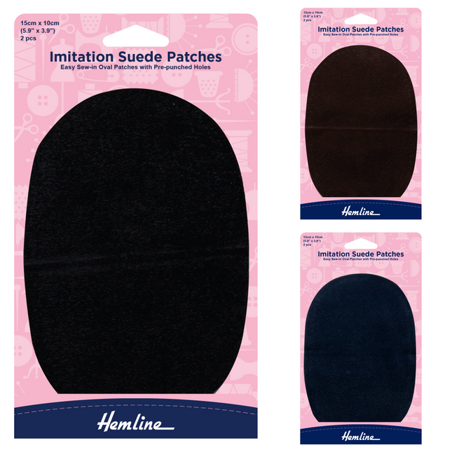 Sew On Imitation Suede Patches - 2 Pcs - Pre-punched Sewing Holes - 15cm x 10cm - ThreadandTrimmings