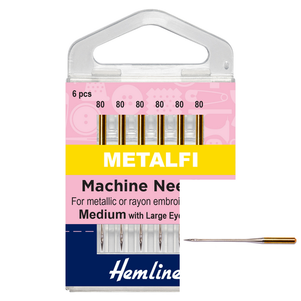 Embroidery Machine Needles for Metallic Thread - Hemline 80/12 - 130/705H