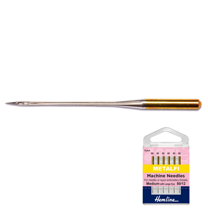 Embroidery Machine Needles for Metallic Thread - Hemline 80/12 - 130/705H