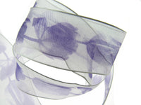Wired Edge Organza Ribbon - Purple and Lilac TULIP and Flower Chain - 5m x 38mm