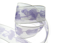 Wired Edge Organza Ribbon - Purple and Lilac TULIP and Flower Chain - 5m x 38mm