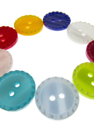 Round Two Tone Shimmer Bead Edge Buttons -- Choice of 9 Bright Colours 3 Sizes - ThreadandTrimmings