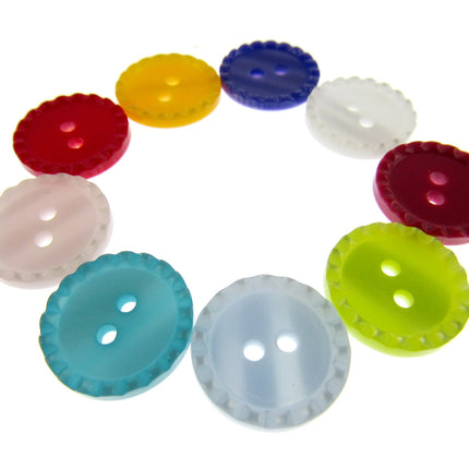 Round Two Tone Shimmer Bead Edge Buttons -- Choice of 9 Bright Colours 3 Sizes - ThreadandTrimmings