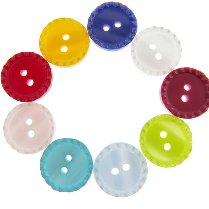 Round Two Tone Shimmer Bead Edge Buttons -- Choice of 9 Bright Colours 3 Sizes - ThreadandTrimmings