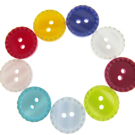 Round Two Tone Shimmer Bead Edge Buttons -- Choice of 9 Bright Colours 3 Sizes - ThreadandTrimmings