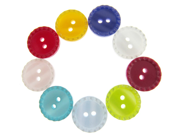 Plastic Button in Mixed Colors, Size 11mm and Two Hole, Round