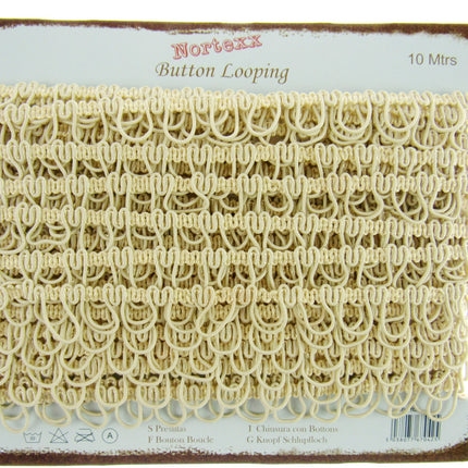 Bridal Button Looping with Elasticated Loops For Corsets - 10mm Wide - 4 Colours - ThreadandTrimmings