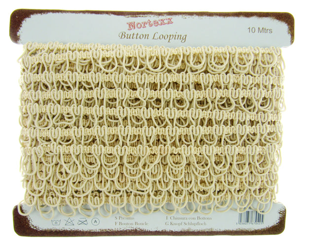 Bridal Button Looping with Elasticated Loops For Corsets - 10mm Wide - 4 Colours - ThreadandTrimmings