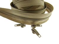 Continuous Nylon Zip Chain - Beige - No 3 or No 5 Weight - Choose Your Length