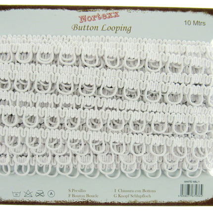 Bridal Button Looping with Elasticated Loops For Corsets - 10mm Wide - 4 Colours - ThreadandTrimmings