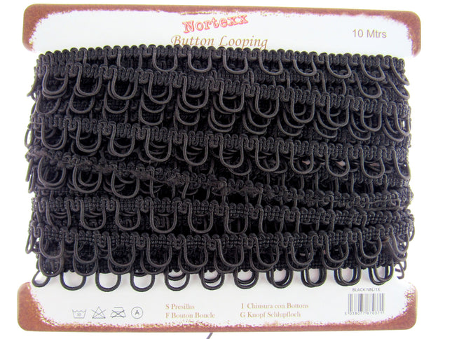 Bridal Button Looping with Elasticated Loops For Corsets - 10mm Wide - 4 Colours - ThreadandTrimmings