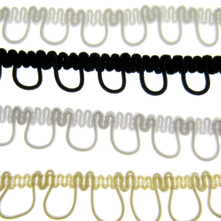 Bridal Button Looping with Elasticated Loops For Corsets - 10mm Wide - 4 Colours - ThreadandTrimmings