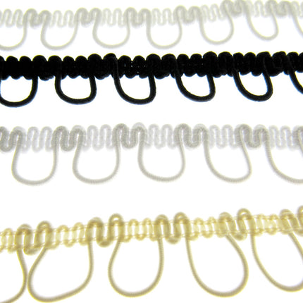 Bridal Button Looping with Elasticated Loops For Corsets - 10mm Wide - 4 Colours - ThreadandTrimmings