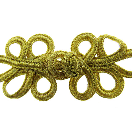 Frog Fasteners 5 Pcs Pack of Lurex Gold or Silver 85mm x 30mm When Fastened