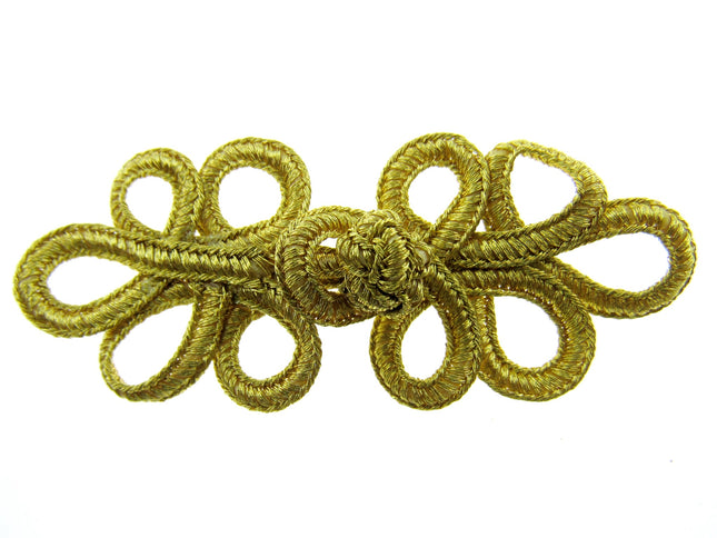 Frog Fasteners 5 Pcs Pack of Lurex Gold or Silver 85mm x 30mm When Fastened