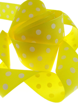 Polka Dot Spotty Ribbon 38mm Wide with 3 Rows of White Dots in 7 Great Colours - ThreadandTrimmings