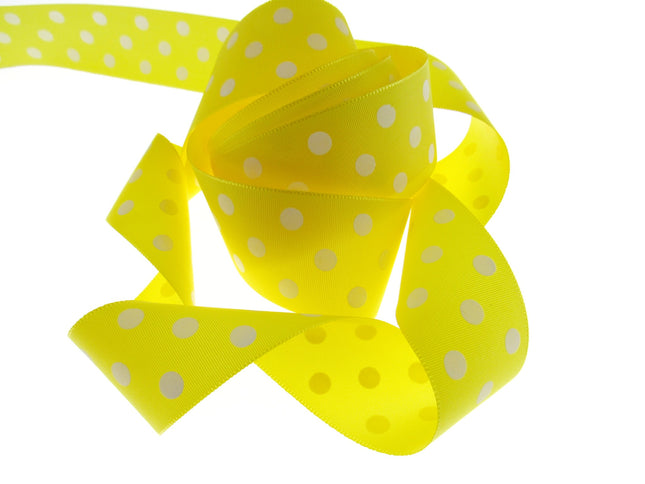 Polka Dot Spotty Ribbon 38mm Wide with 3 Rows of White Dots in 7 Great Colours - ThreadandTrimmings