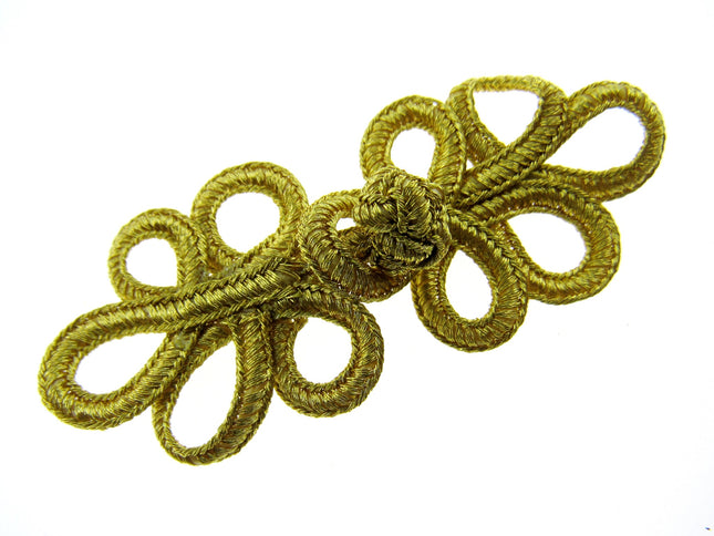 Frog Fasteners 5 Pcs Pack of Lurex Gold or Silver 85mm x 30mm When Fastened