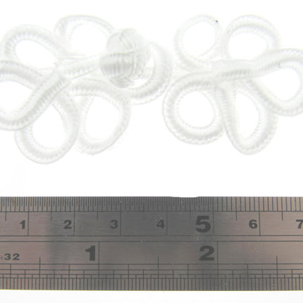 Frog Fasteners 5 Pcs Pack of Black, White or Ivory 75mm x 30mm When Fastened - ThreadandTrimmings