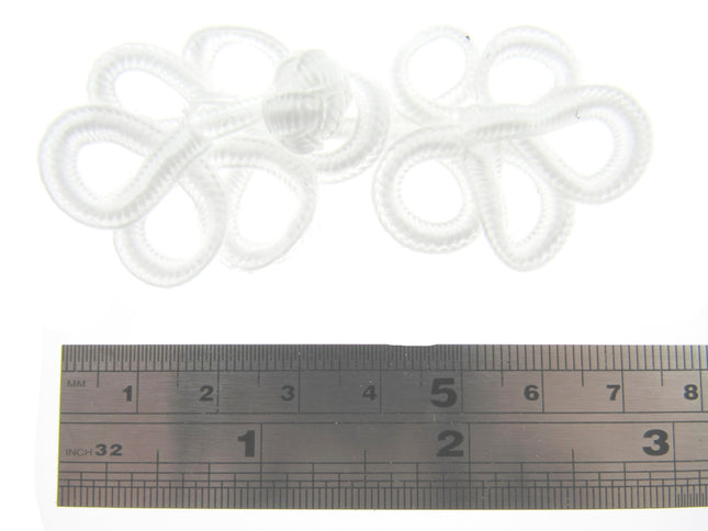 Frog Fasteners 5 Pcs Pack of Black, White or Ivory 75mm x 30mm When Fastened - ThreadandTrimmings