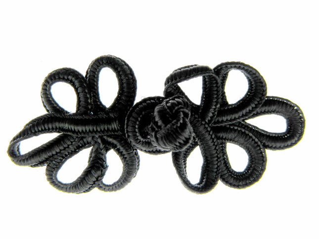 Frog Fasteners 5 Pcs Pack of Black, White or Ivory 75mm x 30mm When Fastened - ThreadandTrimmings