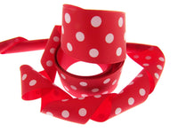 Polka Dot Ribbon - 38mm Wide with 3 Rows of White Spotty Dots in 7 Great Colours