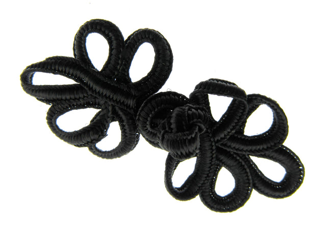 Frog Fasteners 5 Pcs Pack of Black, White or Ivory 75mm x 30mm When Fastened - ThreadandTrimmings