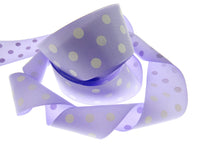 Polka Dot Ribbon - 38mm Wide with 3 Rows of White Spotty Dots in 7 Great Colours