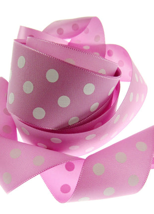 Polka Dot Spotty Ribbon 38mm Wide with 3 Rows of White Dots in 7 Great Colours - ThreadandTrimmings