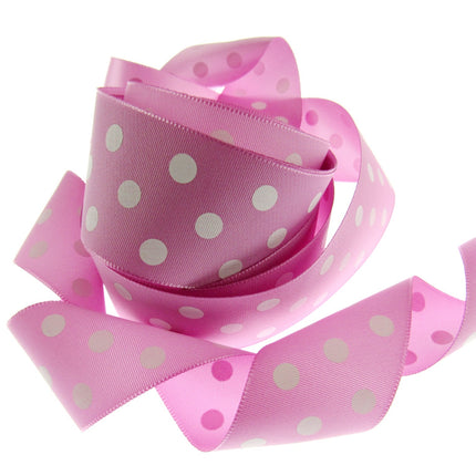 Polka Dot Spotty Ribbon 38mm Wide with 3 Rows of White Dots in 7 Great Colours - ThreadandTrimmings
