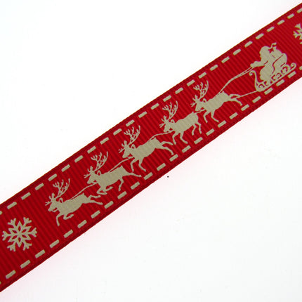 Santa's Reindeer Christmas Ribbon by Berties Bows - 3 Meters Grosgrain Ribbon - ThreadandTrimmings