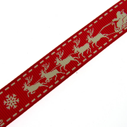 Santa's Reindeer Christmas Ribbon by Berties Bows - 3 Meters Grosgrain Ribbon - ThreadandTrimmings