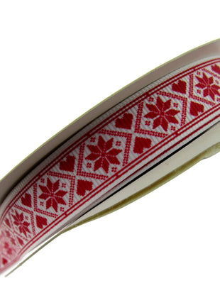 Scandi Christmas Ribbon - 3m x Snowflake Heart Grosgrain - Berties Bows BTB117 - ThreadandTrimmings