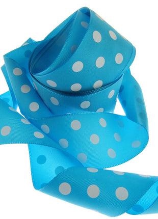 Polka Dot Spotty Ribbon 38mm Wide with 3 Rows of White Dots in 7 Great Colours - ThreadandTrimmings