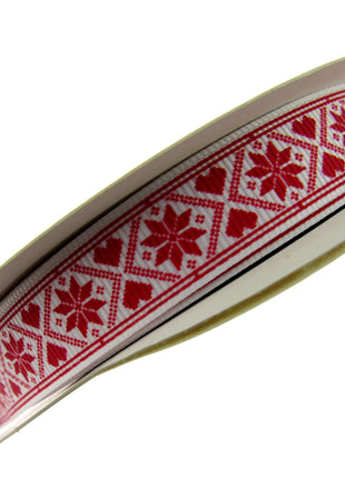 Scandi Christmas Ribbon - 3m x Snowflake Heart Grosgrain - Berties Bows BTB117 - ThreadandTrimmings