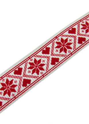 Scandi Christmas Ribbon - 3m x Snowflake Heart Grosgrain - Berties Bows BTB117 - ThreadandTrimmings