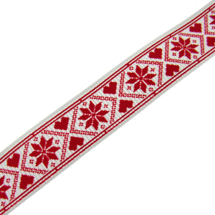 Scandi Christmas Ribbon - 3m x Snowflake Heart Grosgrain - Berties Bows BTB117