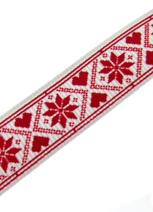 Scandi Christmas Ribbon - 3m x Snowflake Heart Grosgrain - Berties Bows BTB117 - ThreadandTrimmings