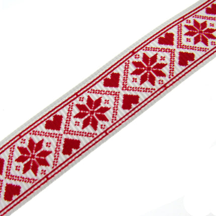 Scandi Christmas Ribbon - 3m x Snowflake Heart Grosgrain - Berties Bows BTB117