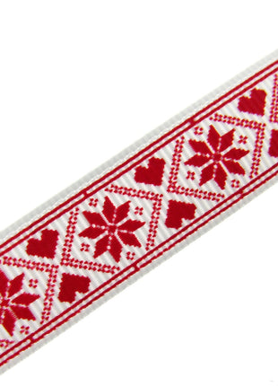 Scandi Christmas Ribbon - 3m x Snowflake Heart Grosgrain - Berties Bows BTB117 - ThreadandTrimmings