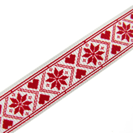 Scandi Christmas Ribbon - 3m x Snowflake Heart Grosgrain - Berties Bows BTB117