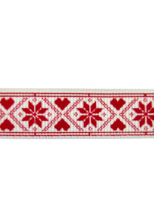 Scandi Christmas Ribbon - 3m x Snowflake Heart Grosgrain - Berties Bows BTB117 - ThreadandTrimmings