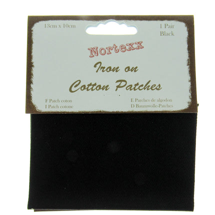 Iron On Cotton Patches x 2 - (1 Pair) - 13cm x 10cm - Black, Grey or Navy - ThreadandTrimmings